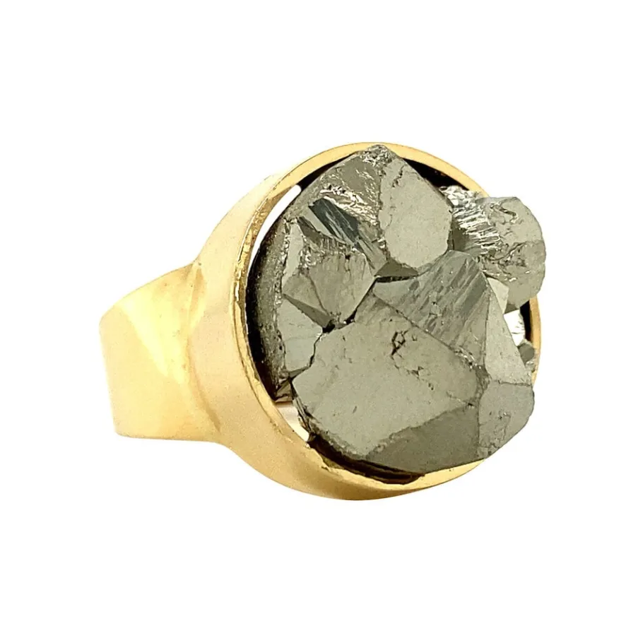 gold_ring_with_pyrite__kr_2.webp Gold ring with pyrite 18 krt>Vintage Jewellery Fashion