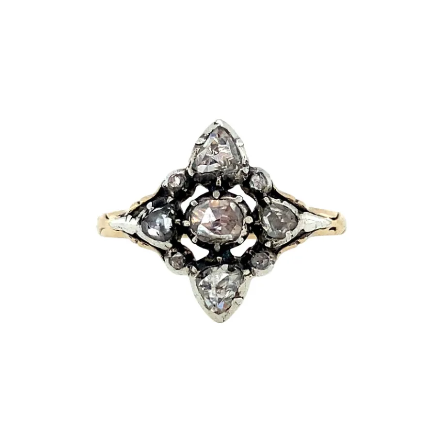 Gold ring with rose diamond 14 krtt/925>Vintage Jewellery Outlet
