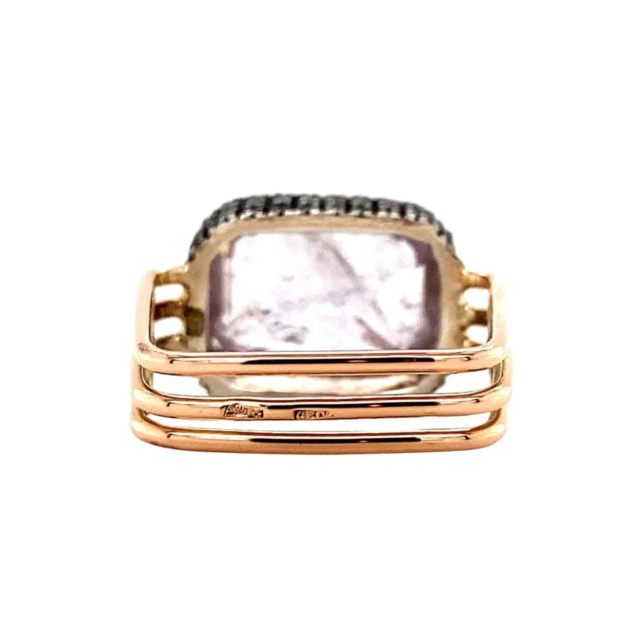 gold_ring_with_rose_quart_4.webp Gold ring with rose quartz and diamonds 14 krt/835>Vintage Jewellery Discount