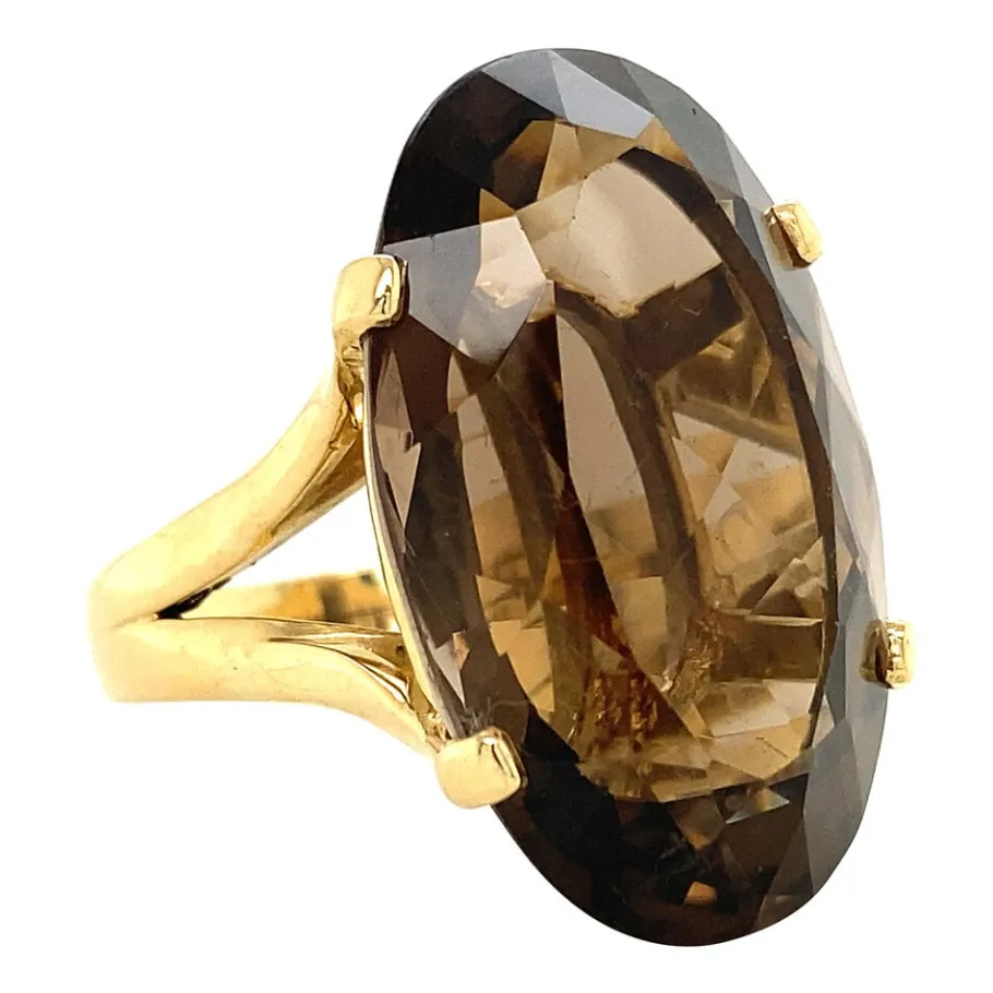 gold_ring_with_smoky_topa_2.webp Gold ring with smoky topaz 14 krt>Vintage Jewellery Online