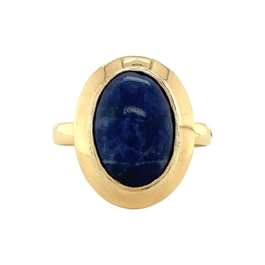 Gold ring with sodalite 14 krt>Vintage Jewellery Discount