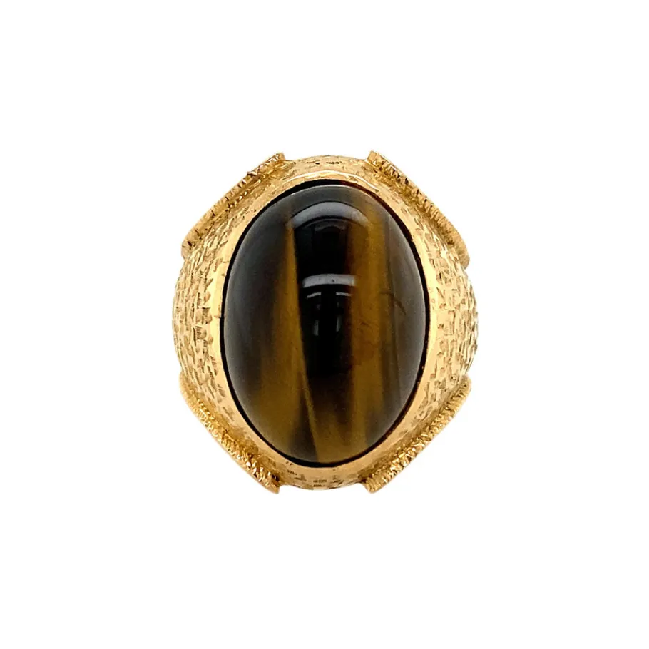 Gold ring with tiger eye 20 krt>Vintage Jewellery Online