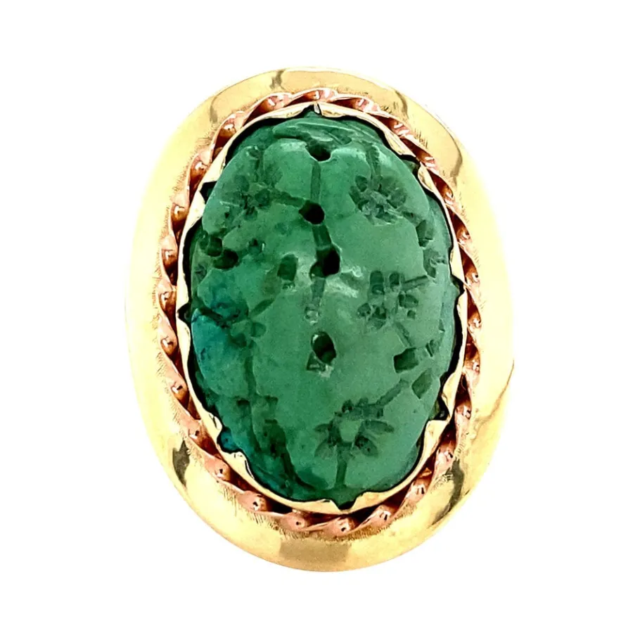 Gold ring with turquoise 14 krt>Vintage Jewellery Online