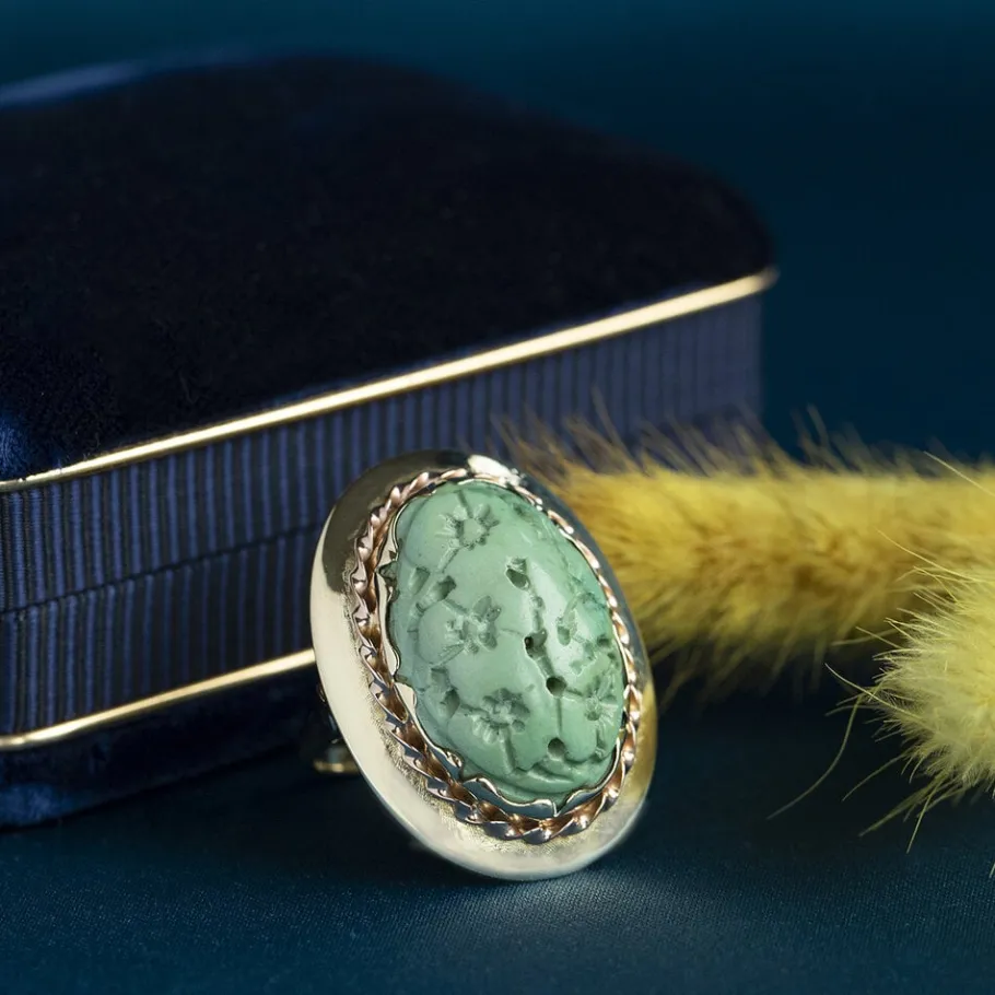 gold_ring_with_turquoise__1-1.webp Gold ring with turquoise 14 krt>Vintage Jewellery Online