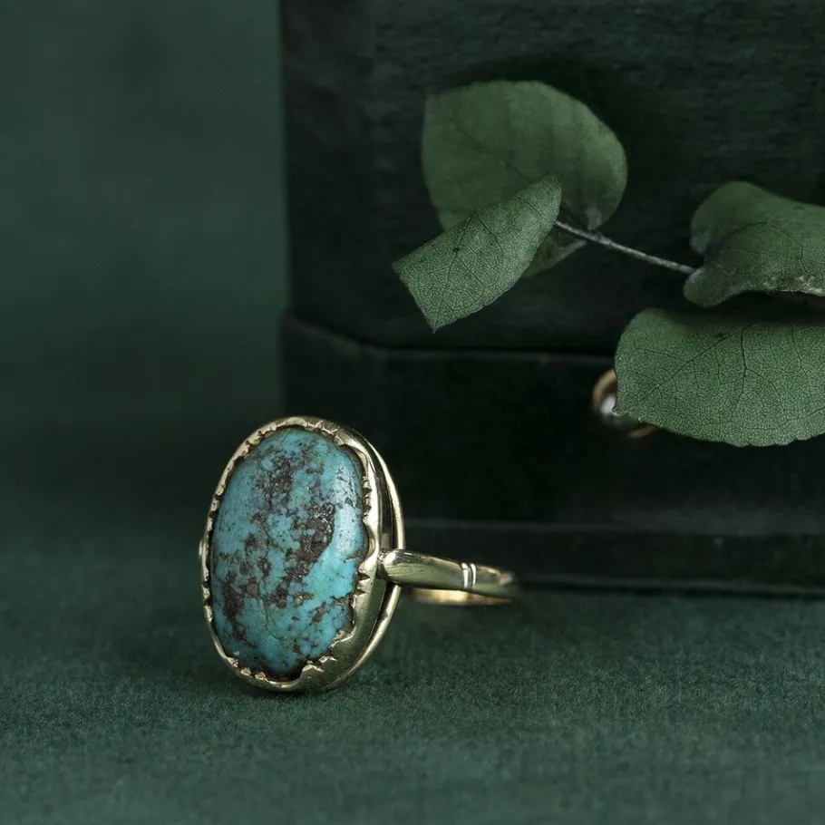 gold_ring_with_turquoise__1.webp Gold ring with turquoise 14 krt>Vintage Jewellery Sale