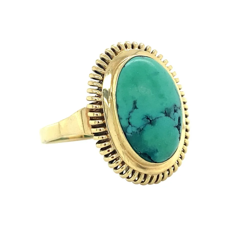 gold_ring_with_turquoise__2-2.webp Gold ring with turquoise 14 krt>Vintage Jewellery Outlet
