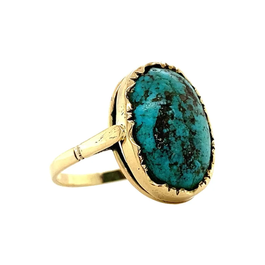 gold_ring_with_turquoise__2.webp Gold ring with turquoise 14 krt>Vintage Jewellery Sale