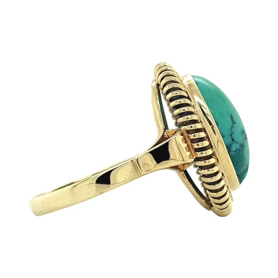 gold_ring_with_turquoise__3-2.webp Gold ring with turquoise 14 krt>Vintage Jewellery Outlet