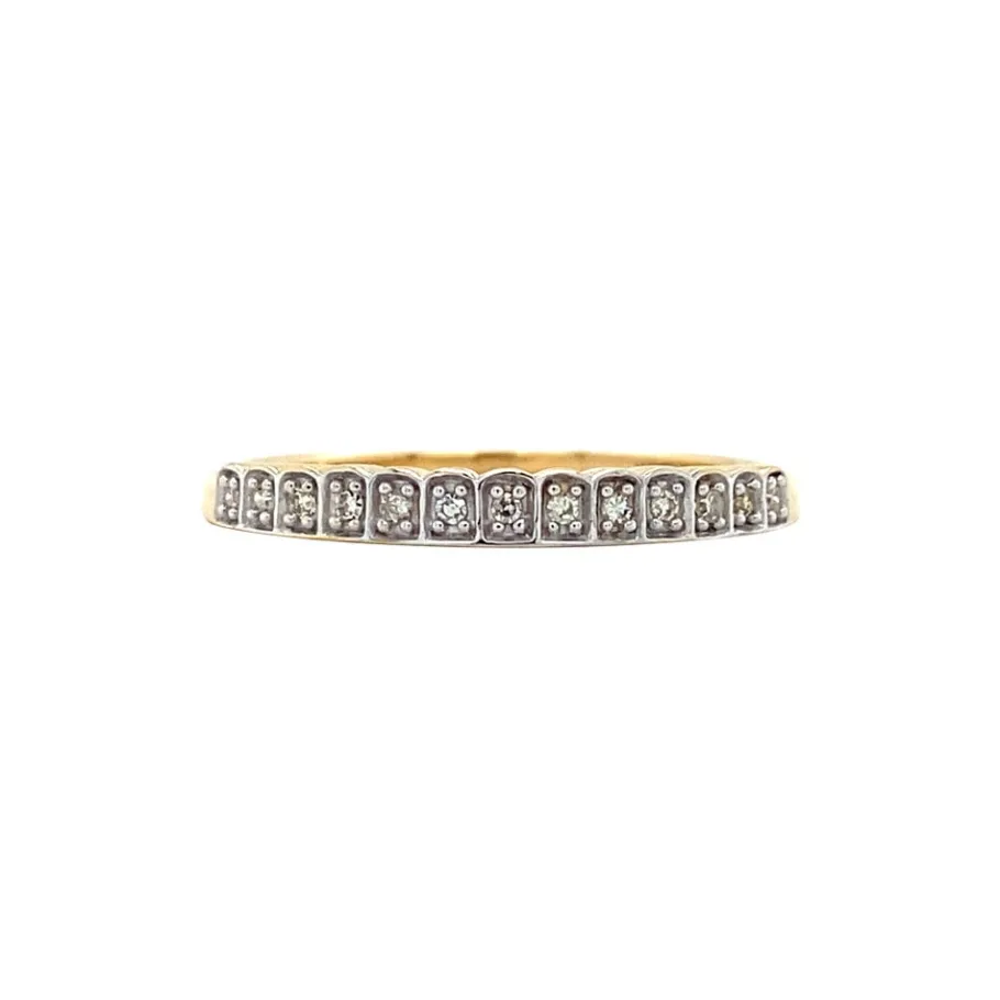 Gold row ring with diamonds 18 krt>Vintage Jewellery Sale