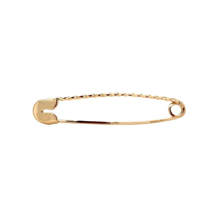 Gold safety pin brooch 14 krt>Vintage Jewellery New