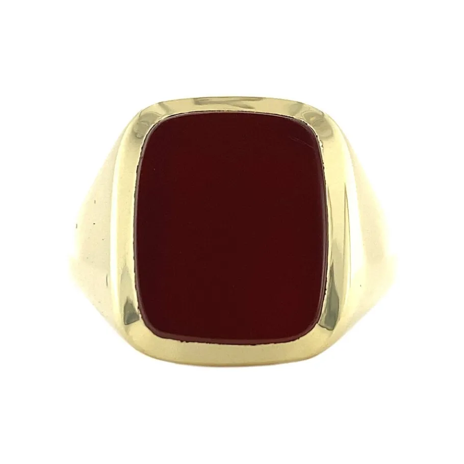 Gold signet ring with layer stone carnelian 14 krt>Vintage Jewellery Discount