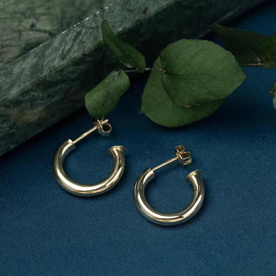 Gold smooth earrings 14 krt>Vintage Jewellery Discount