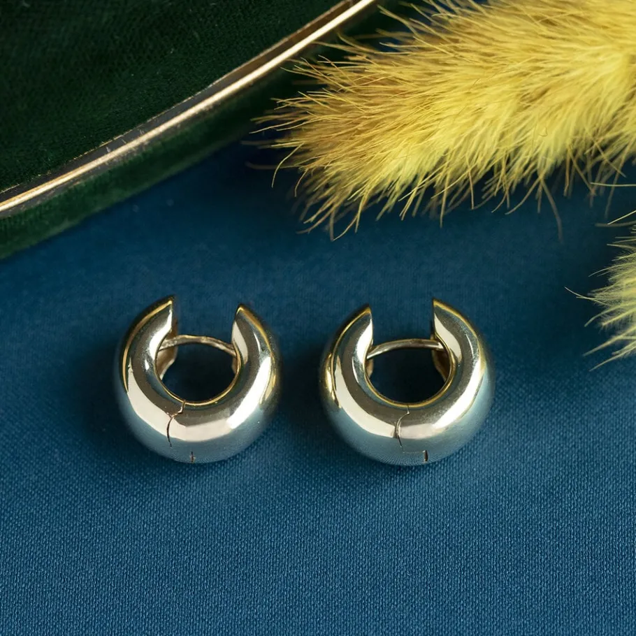 Gold smooth earrings 14 krt>Vintage Jewellery Sale