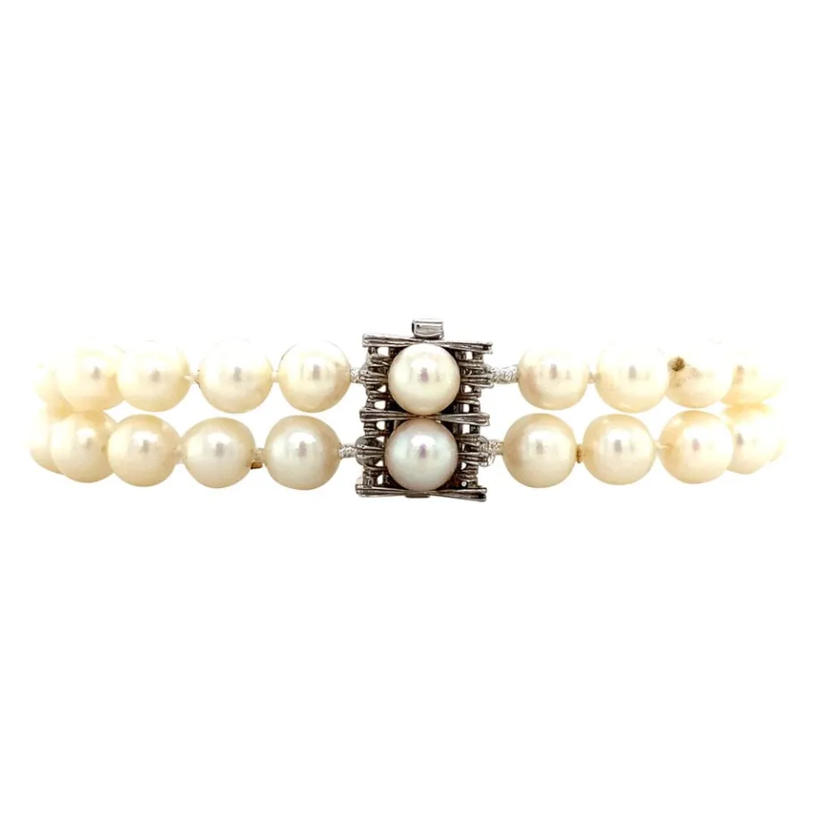 Pearl bracelet with clasp 12 krt>Vintage Jewellery Outlet