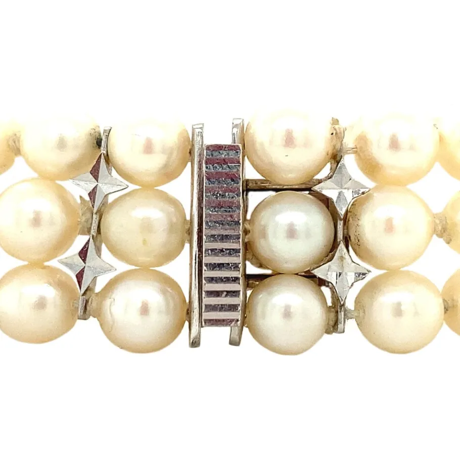 pearl_bracelet_with_gold__4.webp Pearl bracelet with gold clasp 14 krt>Vintage Jewellery Online