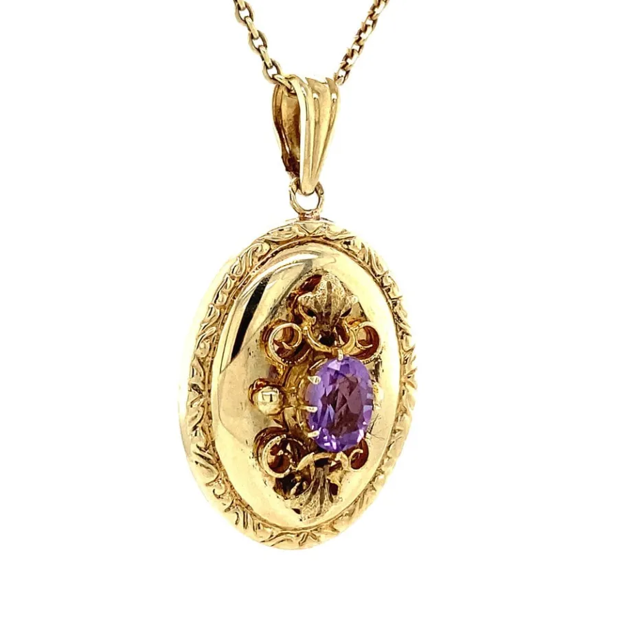 pendant_with_amethyst__kr_2.webp Pendant with amethyst 9 krt>Vintage Jewellery Online