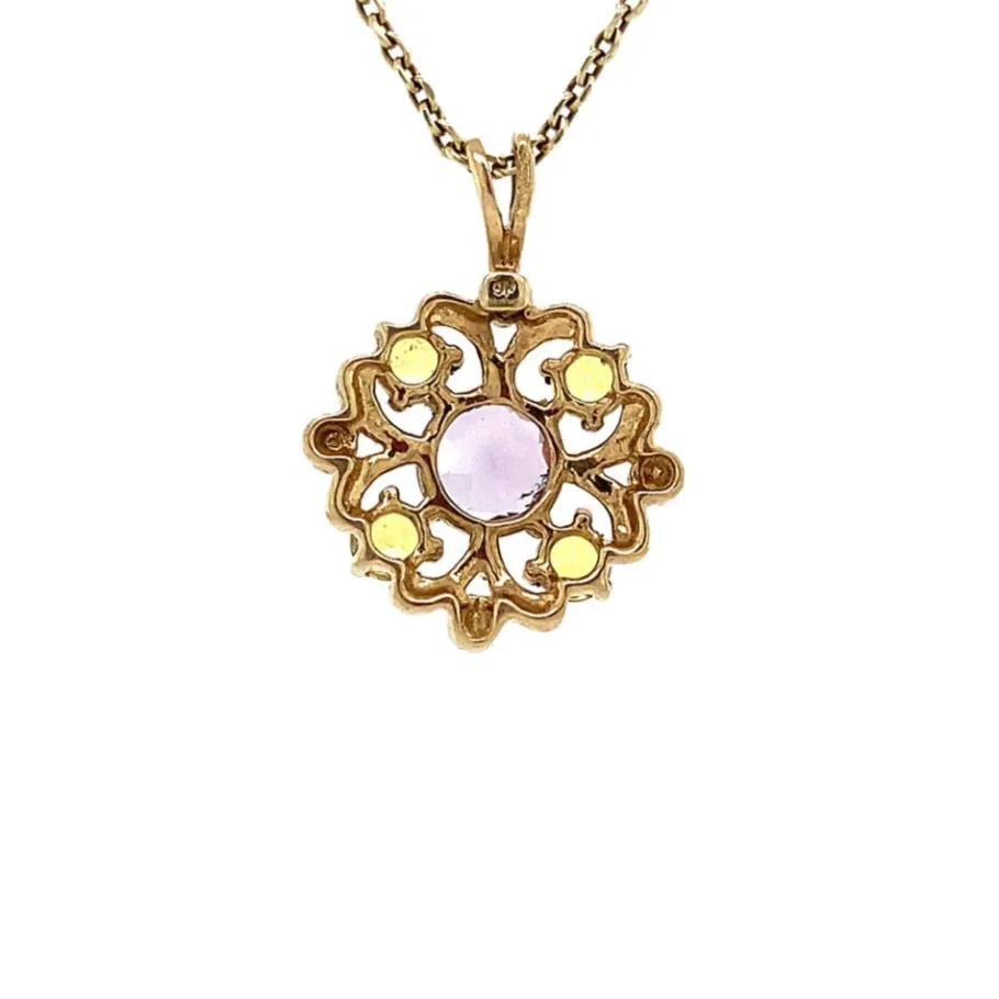 pendant_with_amethyst_and_4.webp Pendant with amethyst and sapphire 9 krt>Vintage Jewellery Fashion