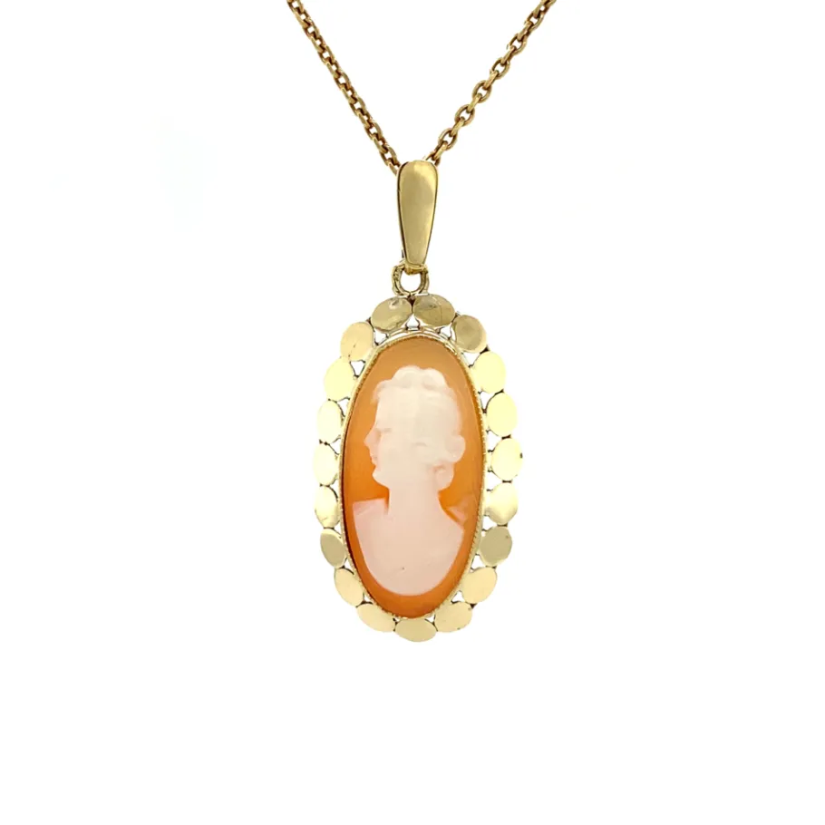 Pendant with cameo 12 krt>Vintage Jewellery New