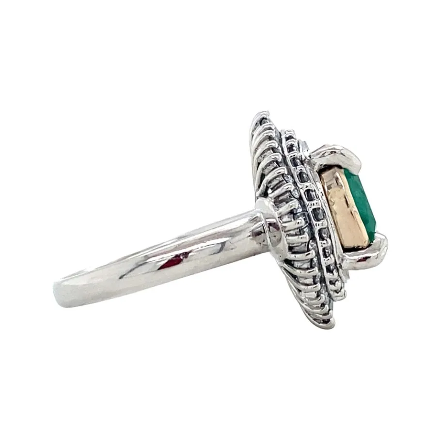 platinum_ring_with_emeral_3.webp Platinum ring with emerald and diamond 950/14 krt>Vintage Jewellery Clearance