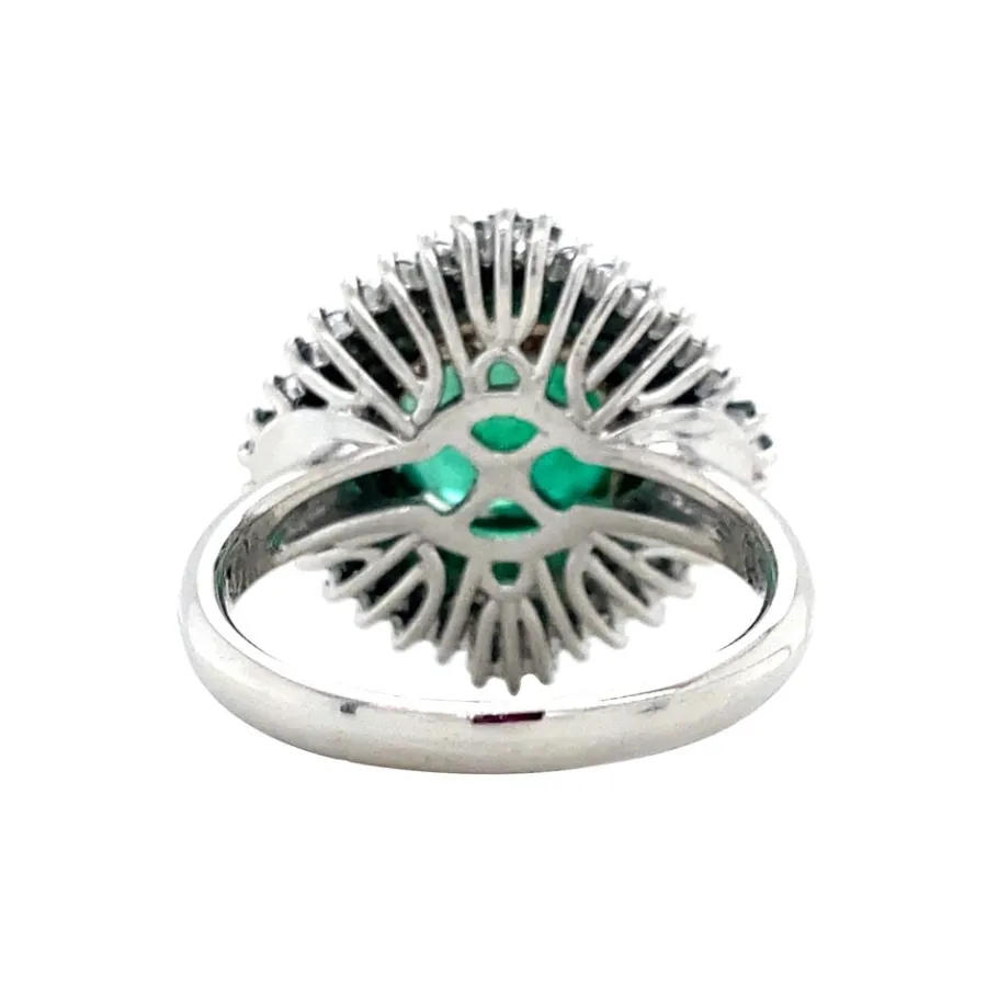 platinum_ring_with_emeral_4.webp Platinum ring with emerald and diamond 950/14 krt>Vintage Jewellery Clearance
