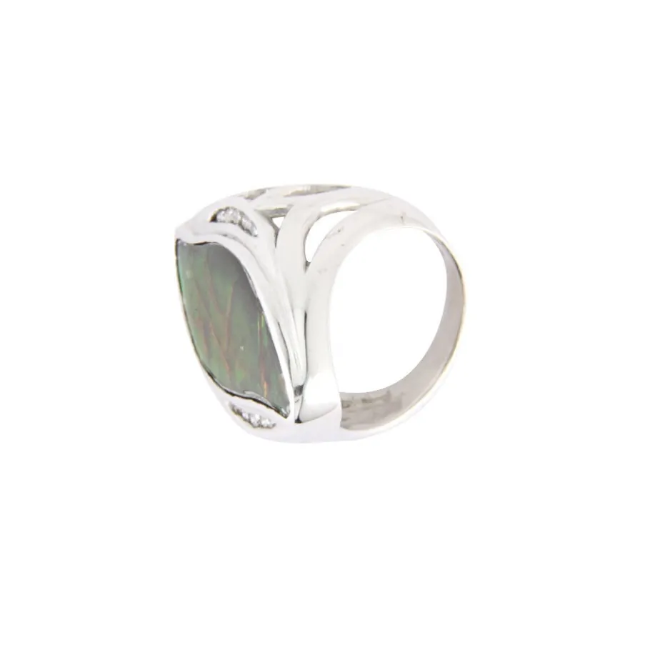 ring_with_ammolite_and_di_4.webp Ring with ammolite and diamond 12 krt>Vintage Jewellery Online