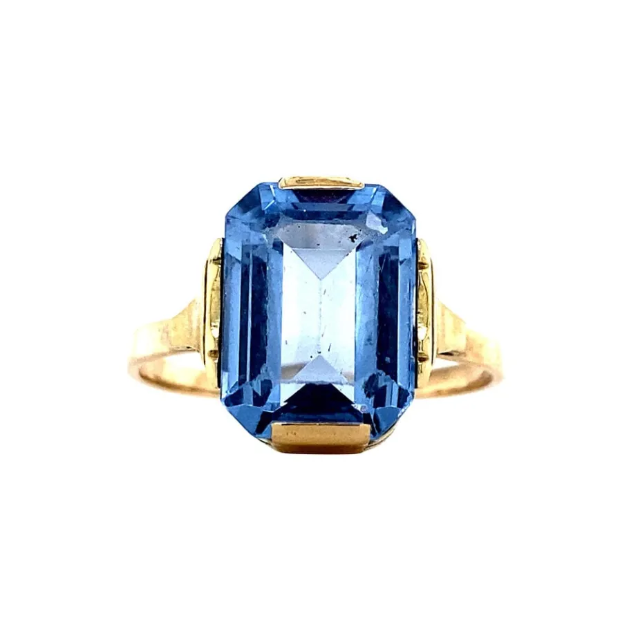 Ring with blue spinel 12 krt>Vintage Jewellery Online