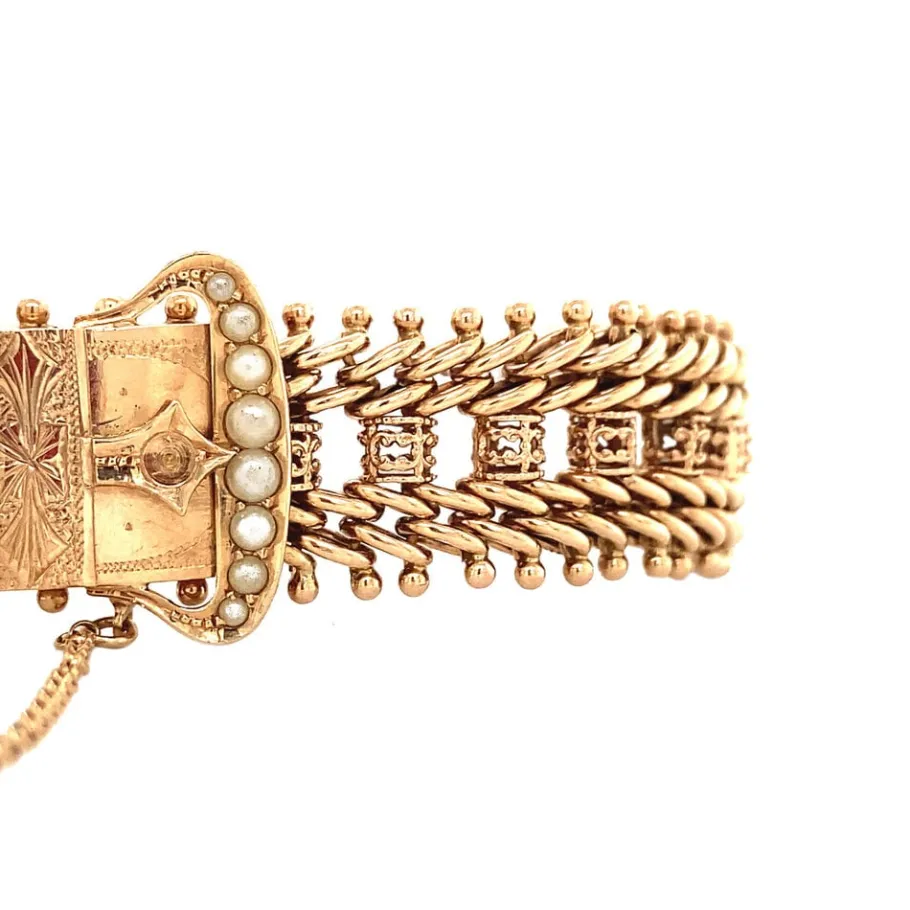 rose_gold_bracelet_with_p_3.webp Rose gold bracelet with pearls 14 krt>Vintage Jewellery Outlet