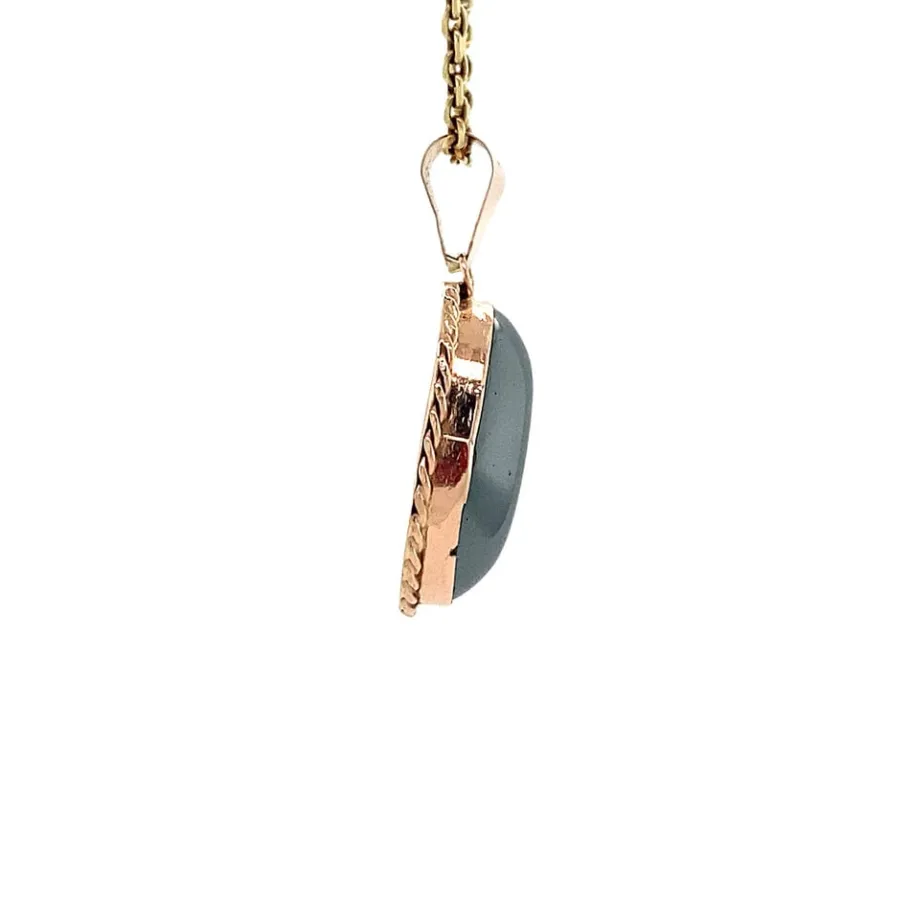 rose_gold_pendant_with_ha_3.webp Rose gold pendant with haematite 14 krt>Vintage Jewellery Online