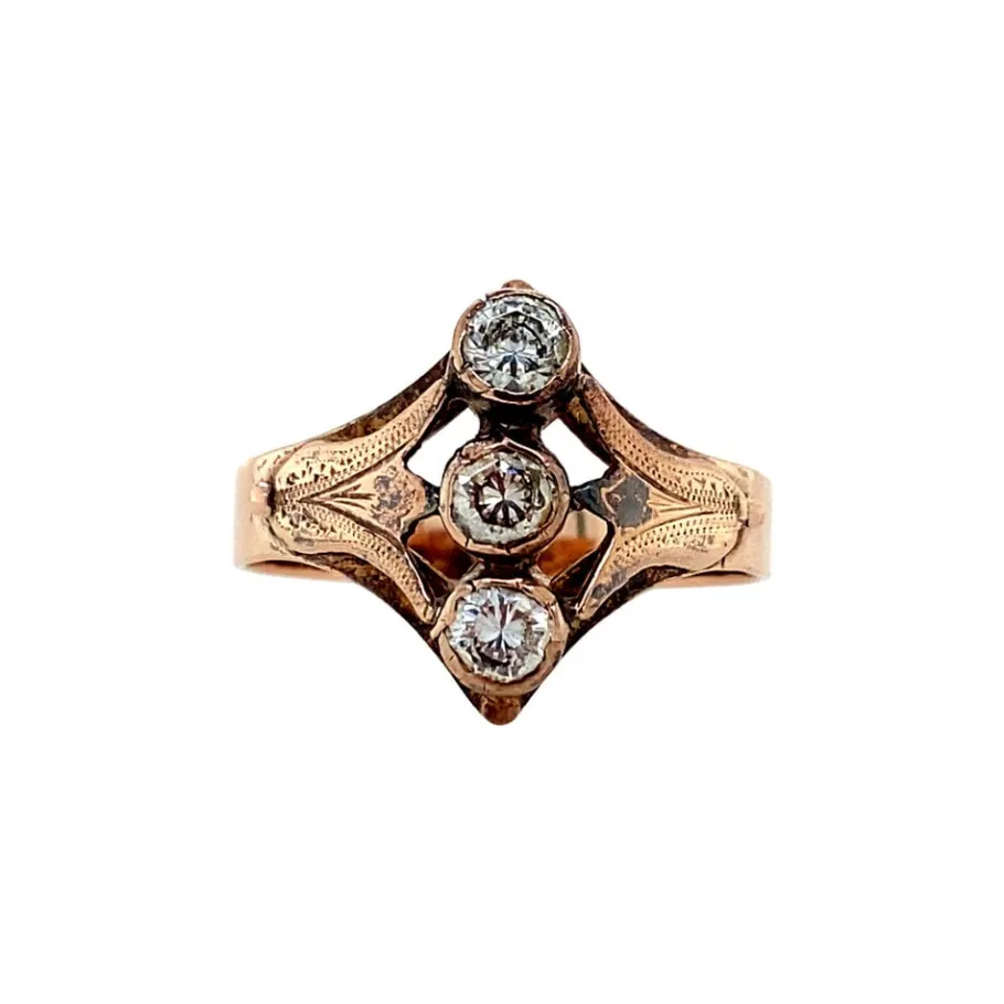 Rose gold ring with zirconia 14 krt>Vintage Jewellery Fashion
