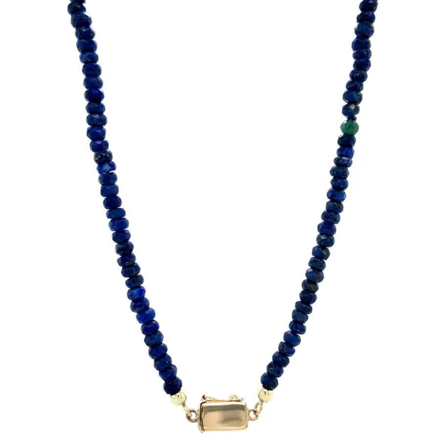 Sapphire necklace with gold clasp 14 krt>Vintage Jewellery Clearance