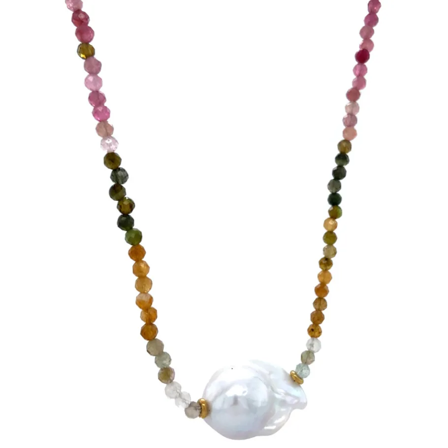tourmaline_necklace_with__2.webp Tourmaline necklace with pearl 14 krt>Vintage Jewellery Clearance