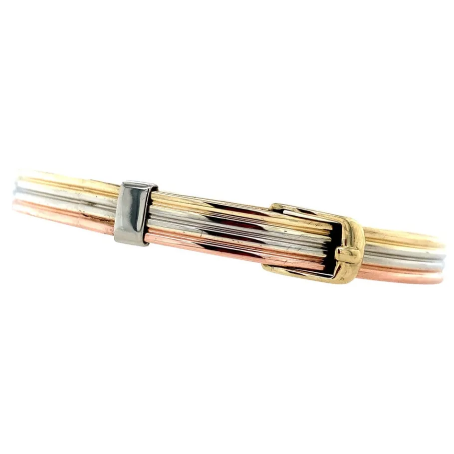 Tricolour gold bangle 14 krt>Vintage Jewellery Hot