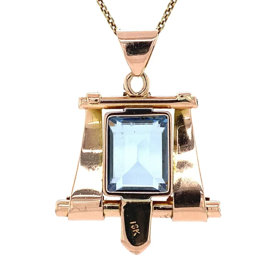 tricolour_gold_pendant_wi_4.webp Tricolour gold pendant with blue spinel 14 krt>Vintage Jewellery Fashion