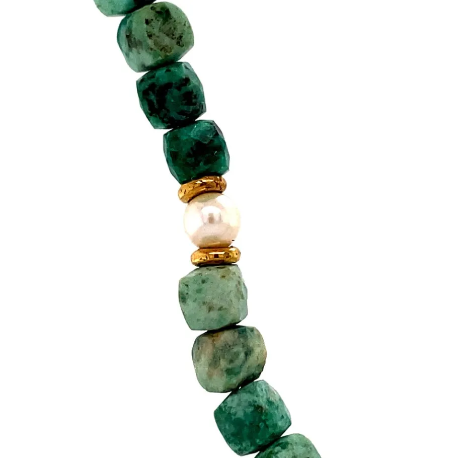 turquoise_necklace_with_p_3.webp Turquoise necklace with pearl and gold clasp 14 krt>Vintage Jewellery Hot