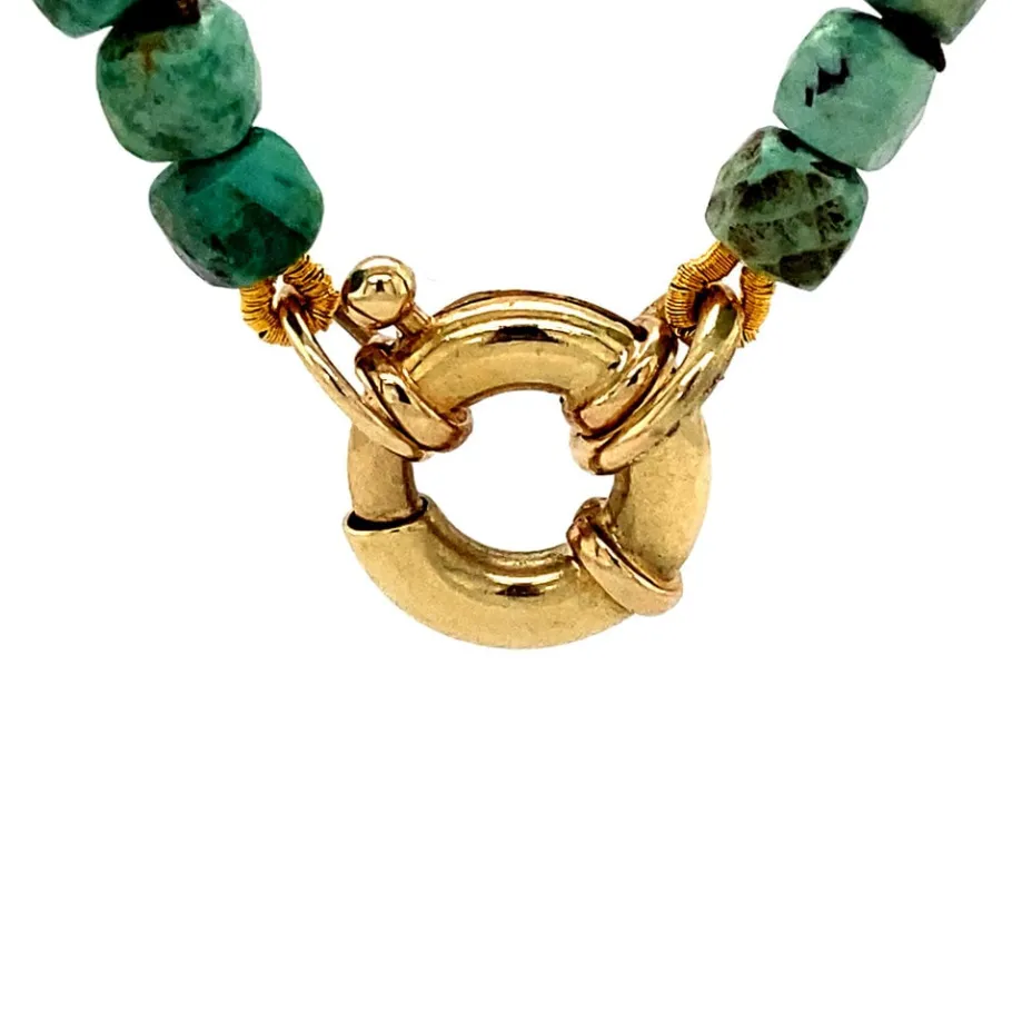 turquoise_necklace_with_p_4.webp Turquoise necklace with pearl and gold clasp 14 krt>Vintage Jewellery Hot