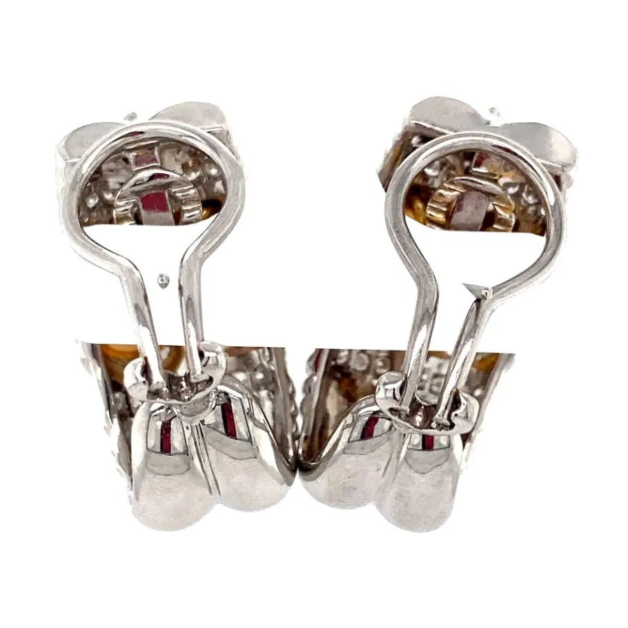 wedge_gold_earrings_with__4.webp Wedge gold earrings with pearl and diamond 18 krt>Vintage Jewellery Clearance