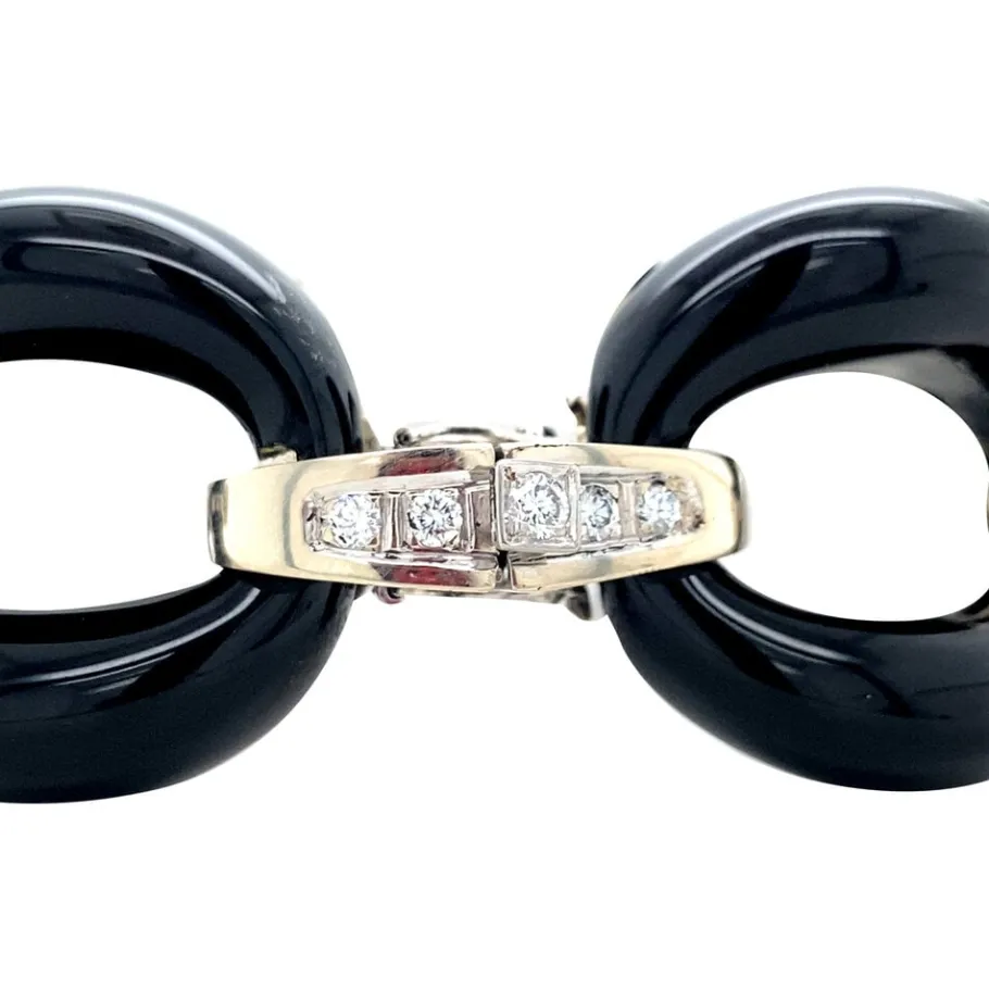 white_gold_bracelet_with__4-2.webp White gold bracelet with onyx and diamonds 14 krt>Vintage Jewellery Online