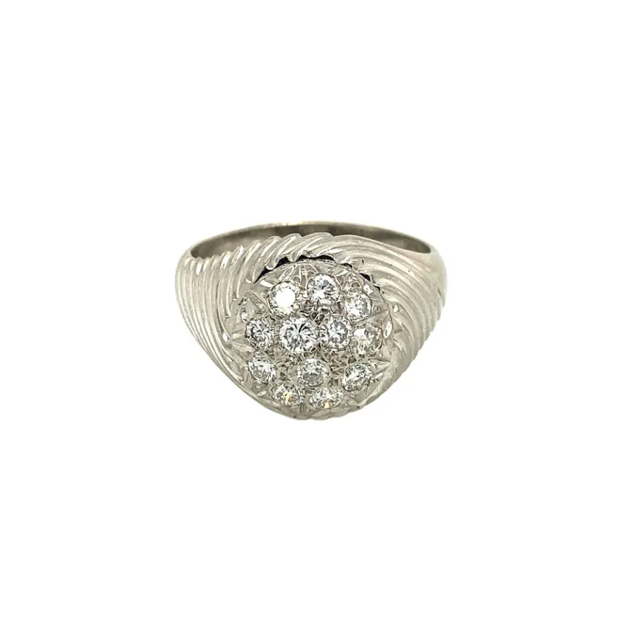 White gold ring with diamonds 18 krt>Vintage Jewellery Fashion
