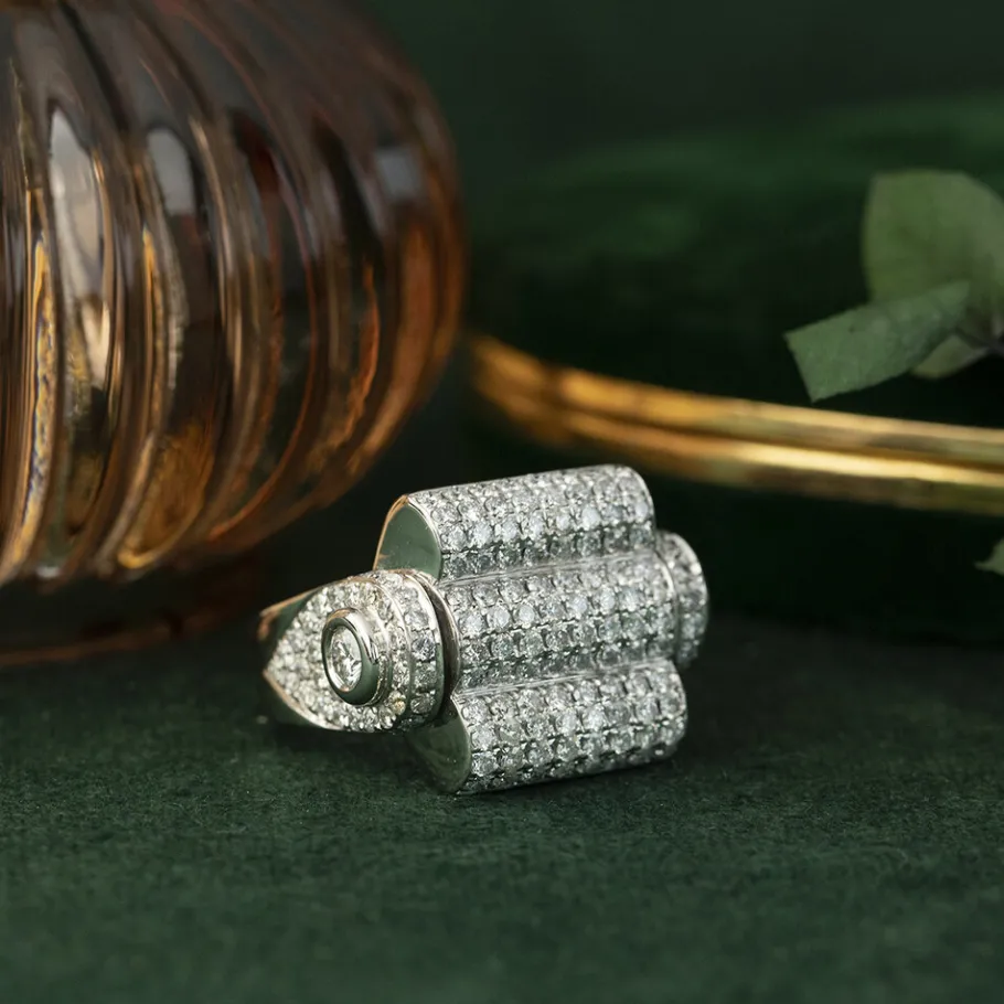 White gold ring with diamonds 18 krt>Vintage Jewellery Discount