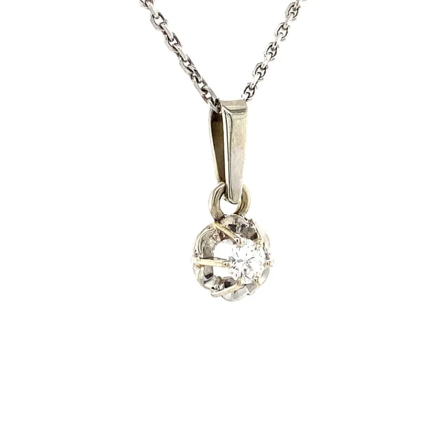 white_gold_solitaire_pend_2.webp White gold solitaire pendant with diamonds 14 krt>Vintage Jewellery New