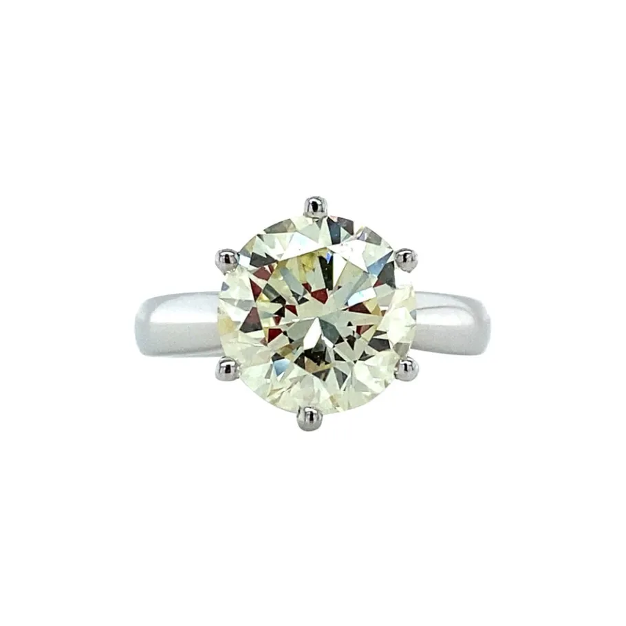 White gold solitaire ring with diamonds 18 krt>Vintage Jewellery Fashion