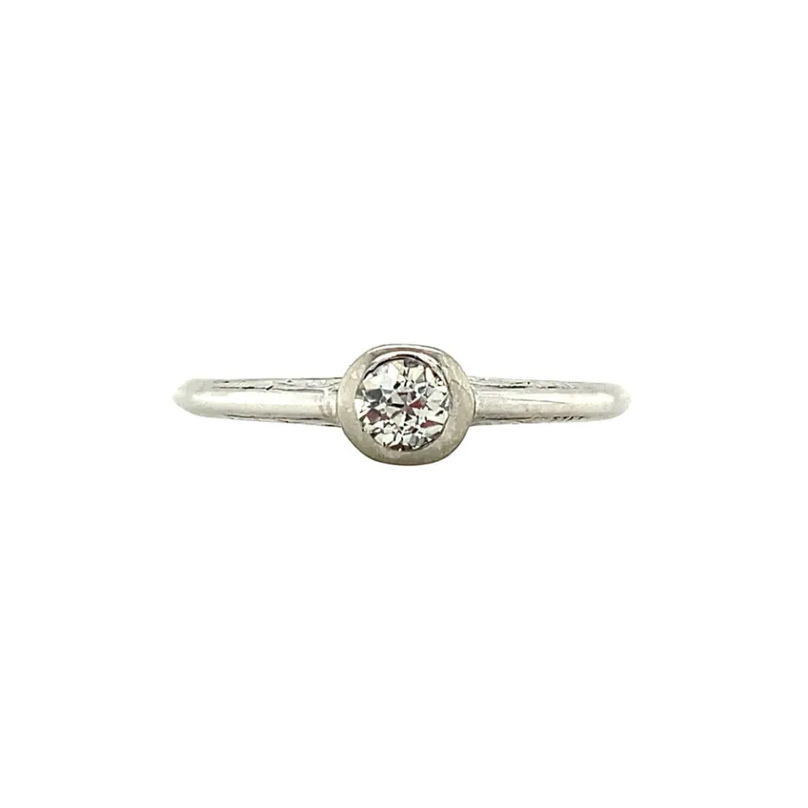White gold solitaire ring with diamonds 14 krt>Vintage Jewellery Outlet