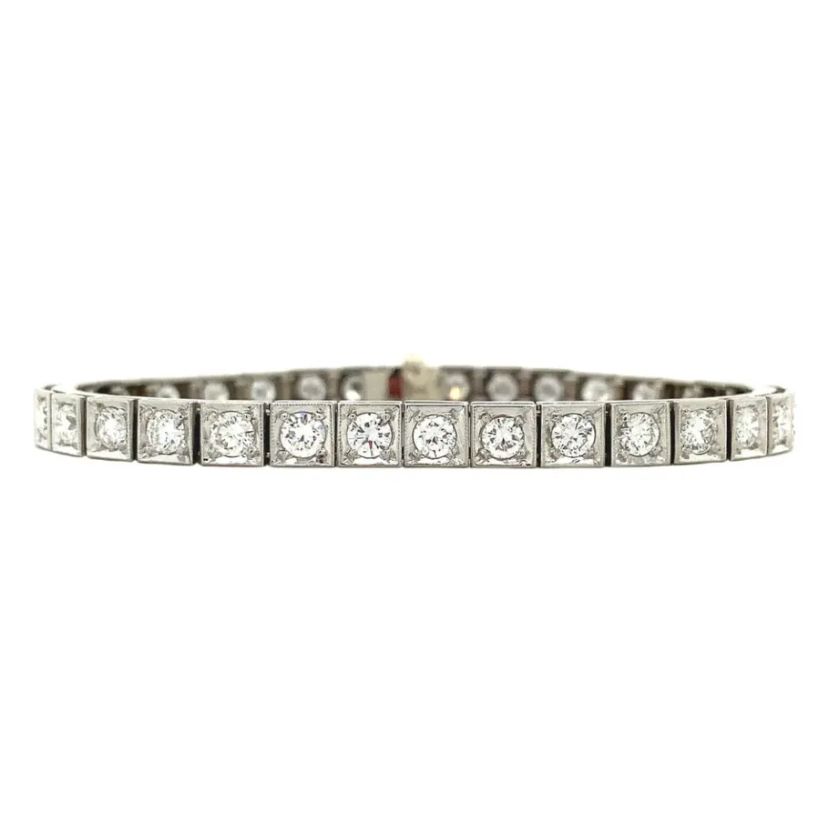 White gold tennis bracelet with diamonds 14 krt>Vintage Jewellery Hot